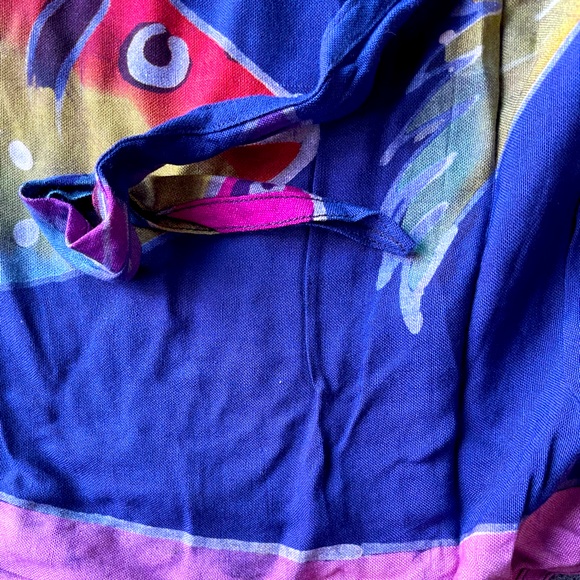 Sam Hilu made in India Sarong with tie wraps tropical print blue - Picture 2 of 6